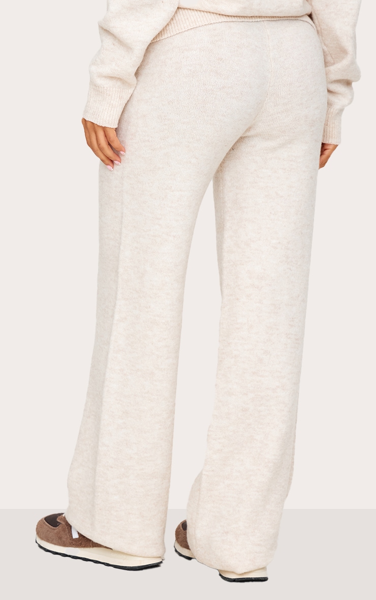Petite Pantalon large en maille tricot avoine à coutures surjetées image 3