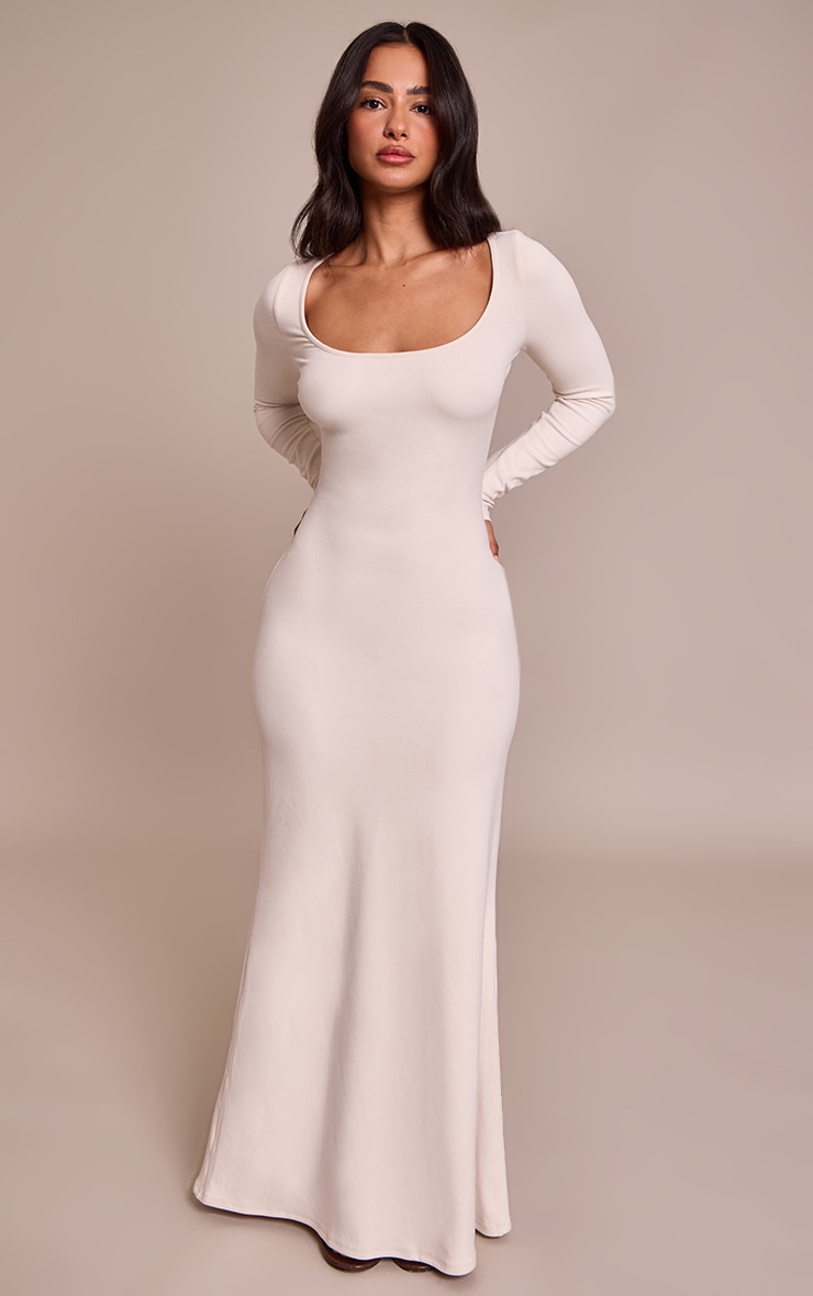 Petite Cream Long Sleeve Maxi Dress Petite PLT KSA