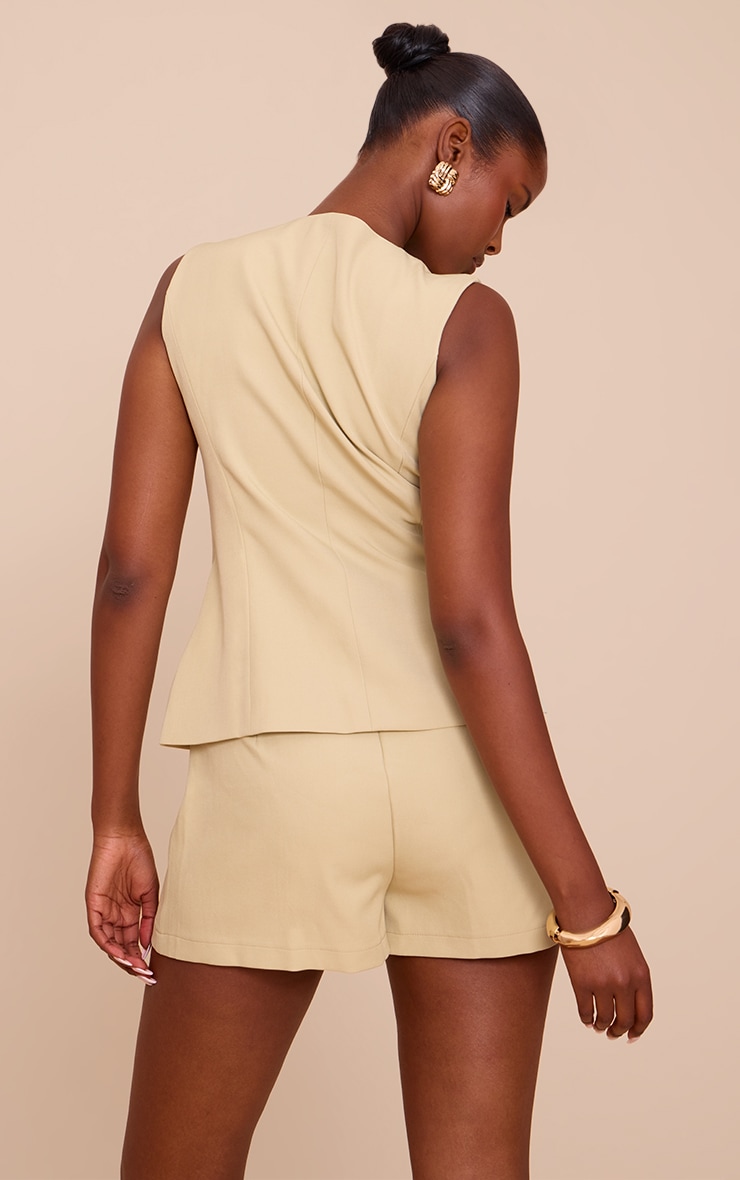 Pale Lime Woven Button Down Overlay Romper image 2