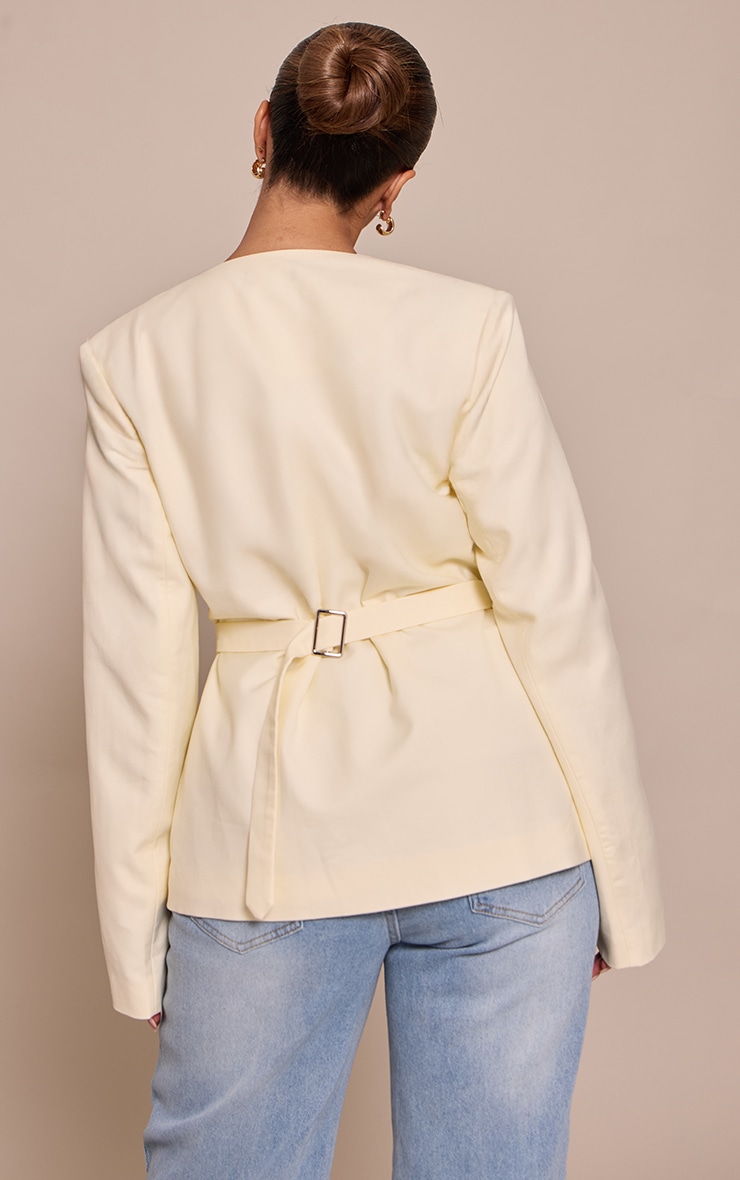 Shape Butter Cream Plunge Neck Cinched Blazer image 2