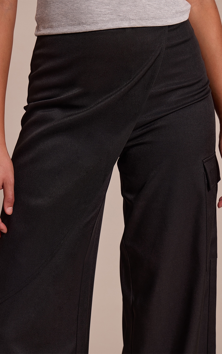 Tall Black Woven Wrap Detail Cargos  image 4