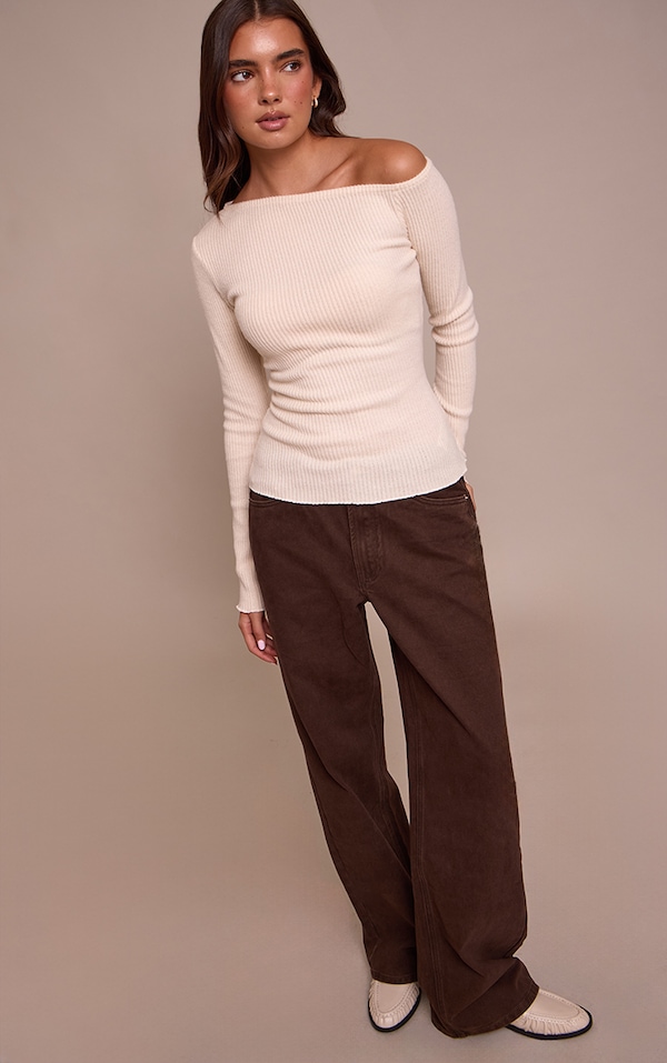 Chocolate Mid Waist Straight Leg Denim Jeans