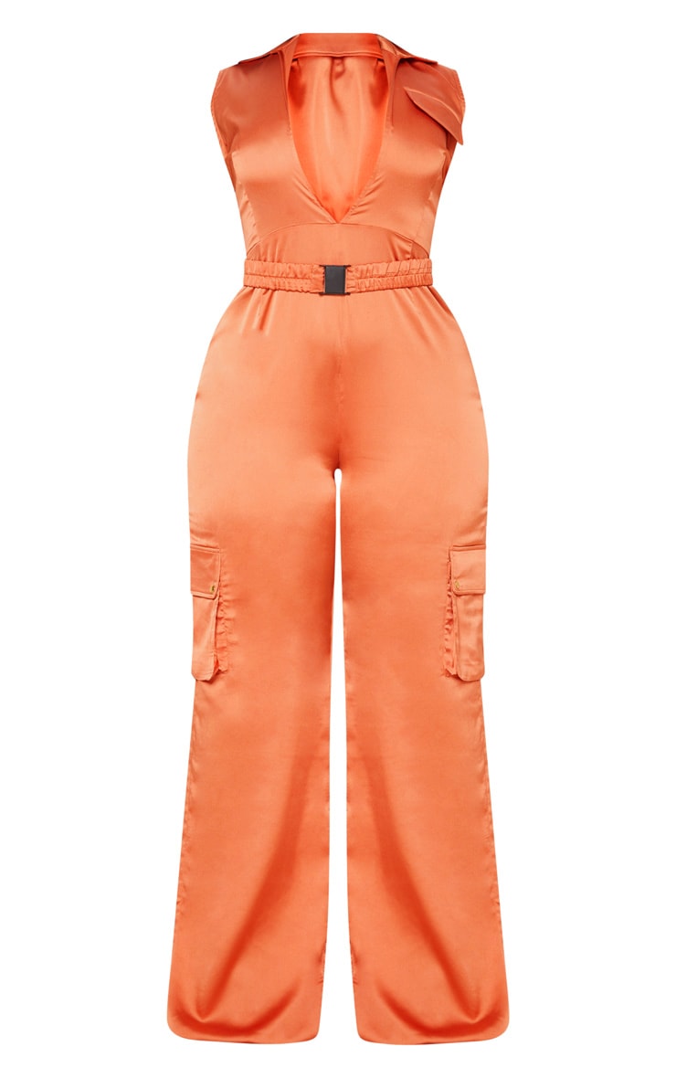 Burnt Orange Plunge Utility Jumpsuit PrettyLittleThing AUS