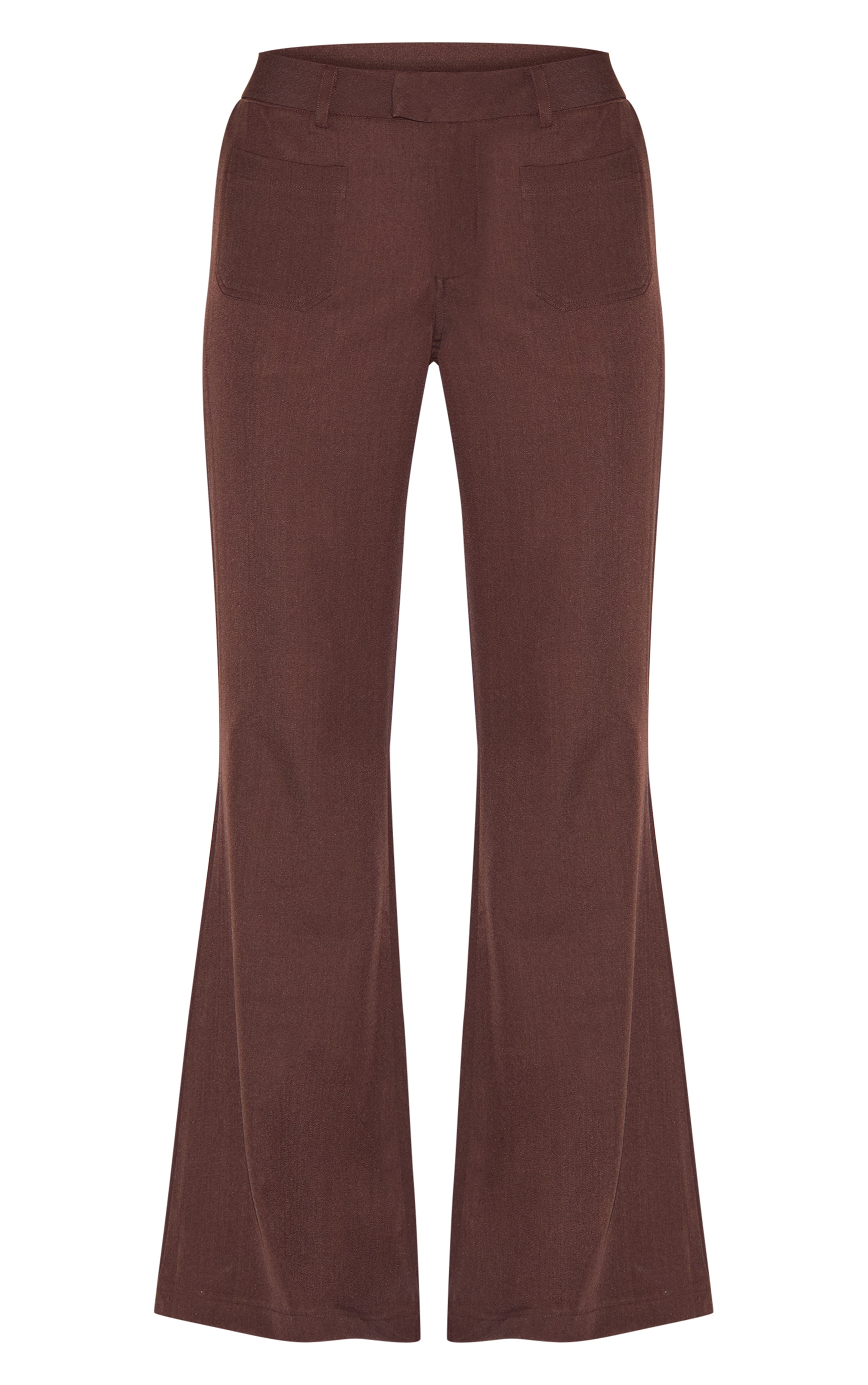 Chocolate Low Rise Pocket Detail Tailored Woven Flared Pants image 5