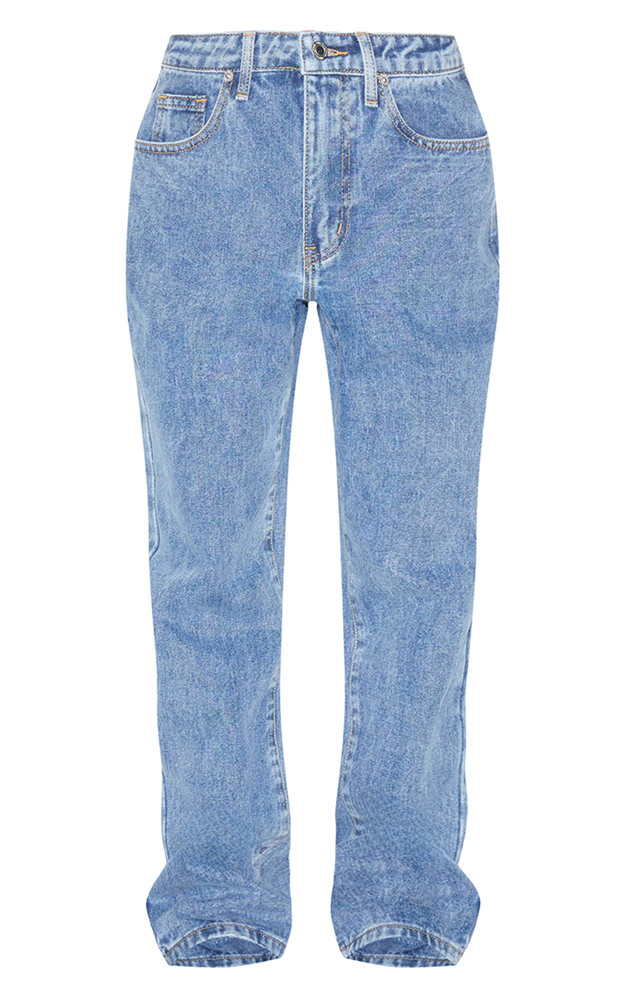 PRETTYLITTLETHING Petite Jean droit bleu moyen délavé à taille haute image 5