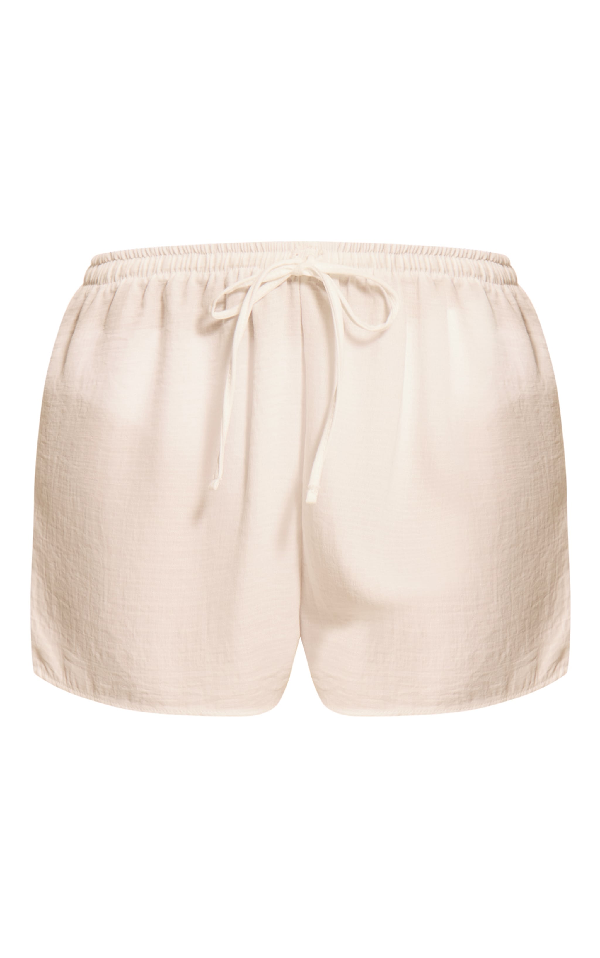 White Linen Look Drawstring Beach Shorts image 6