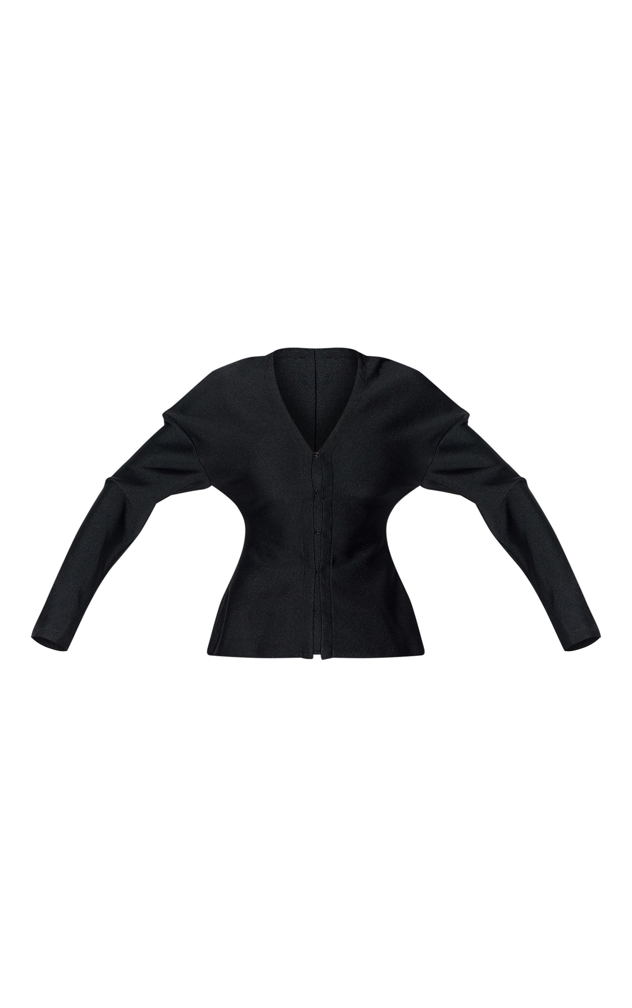 Black Knitted Tailored Hook And Eye Cardigan image 5