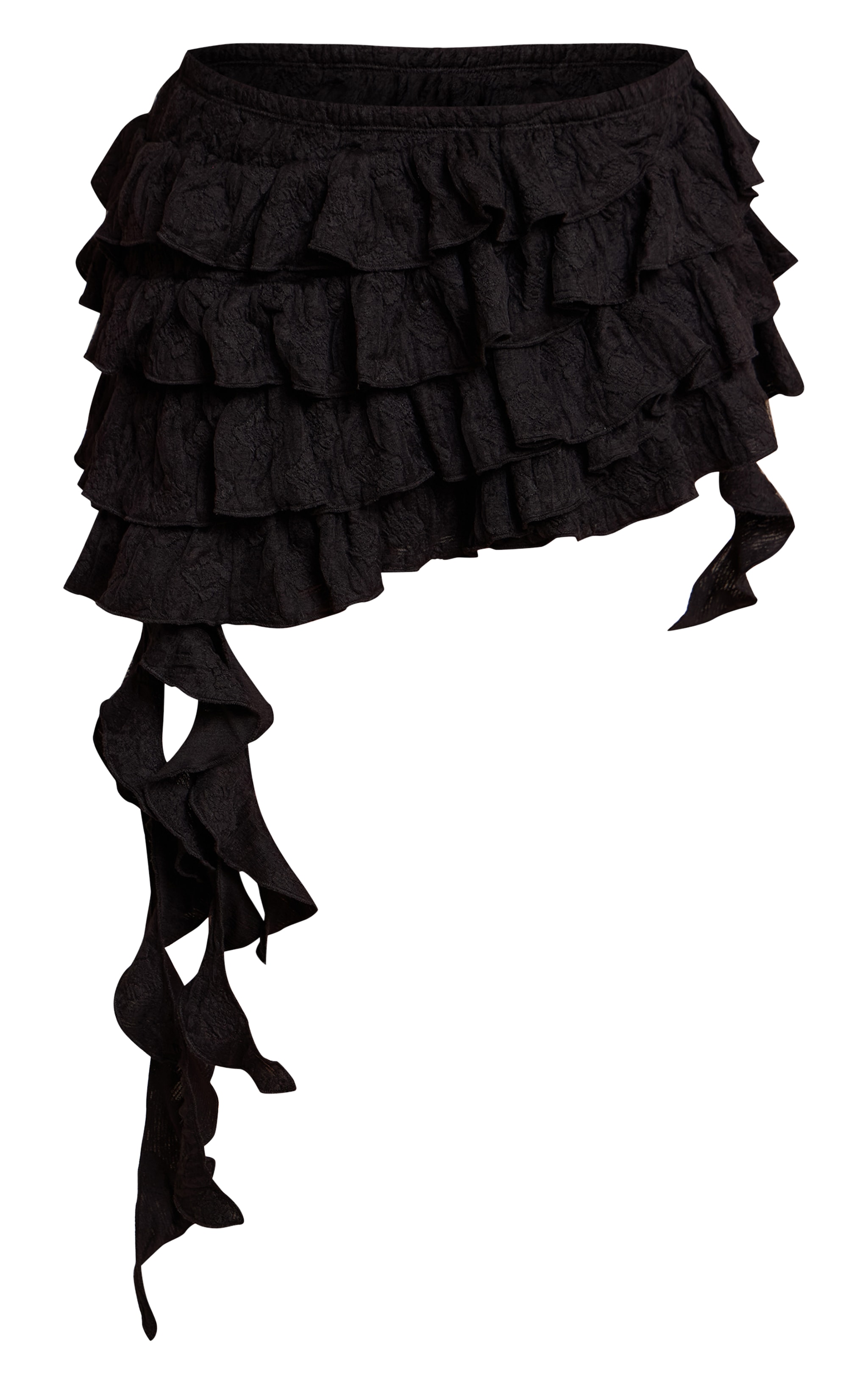 Petite Mini-jupe style tutu texturée noire à étages image 6