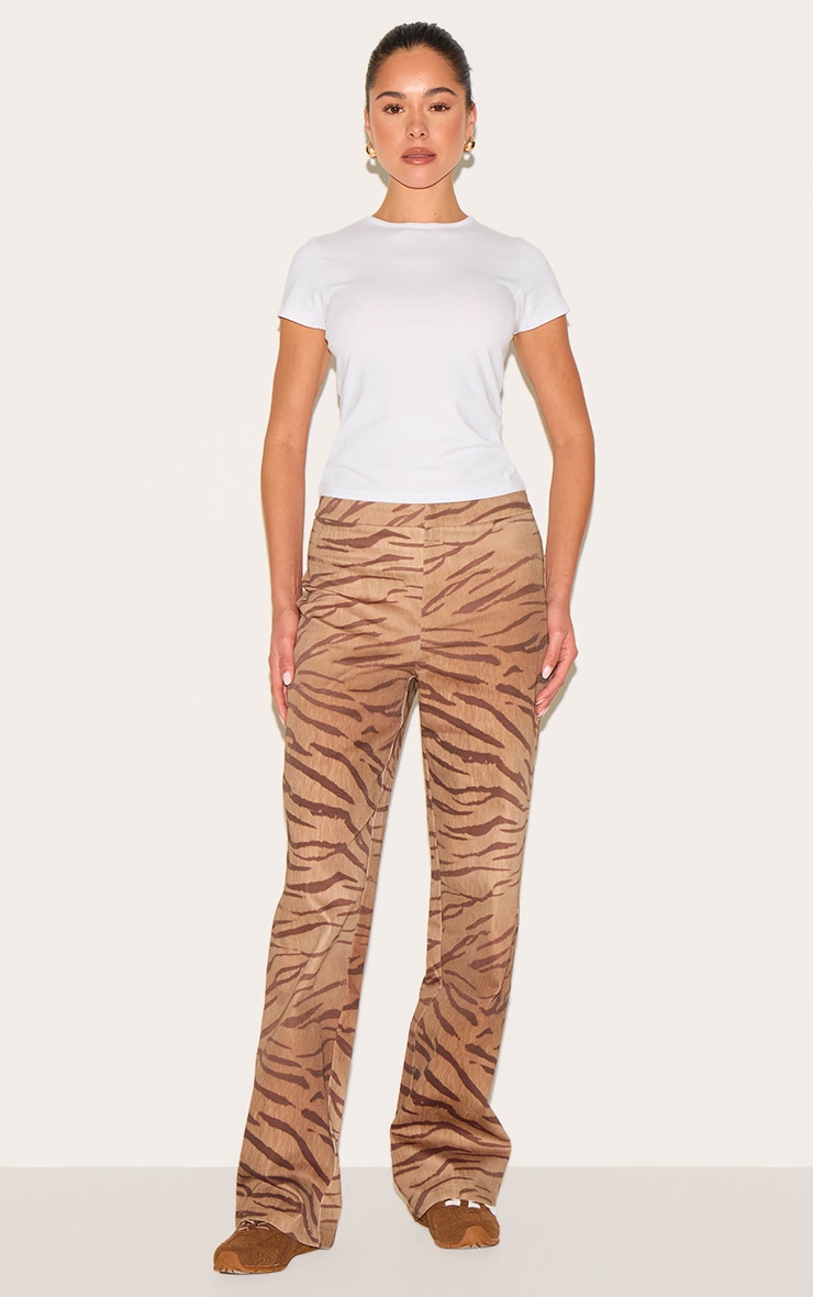 Brown Tiger Printed Pants image 1