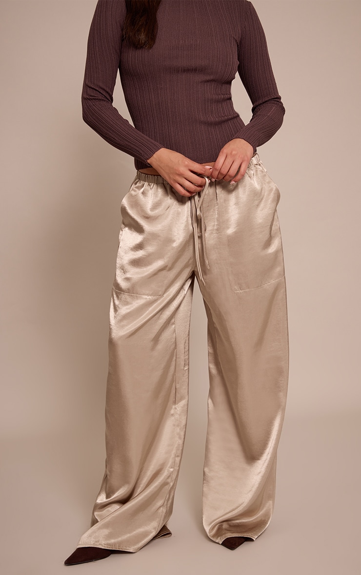 Mushroom Crinkle Satin Slouchy Drawstring Pants image 2