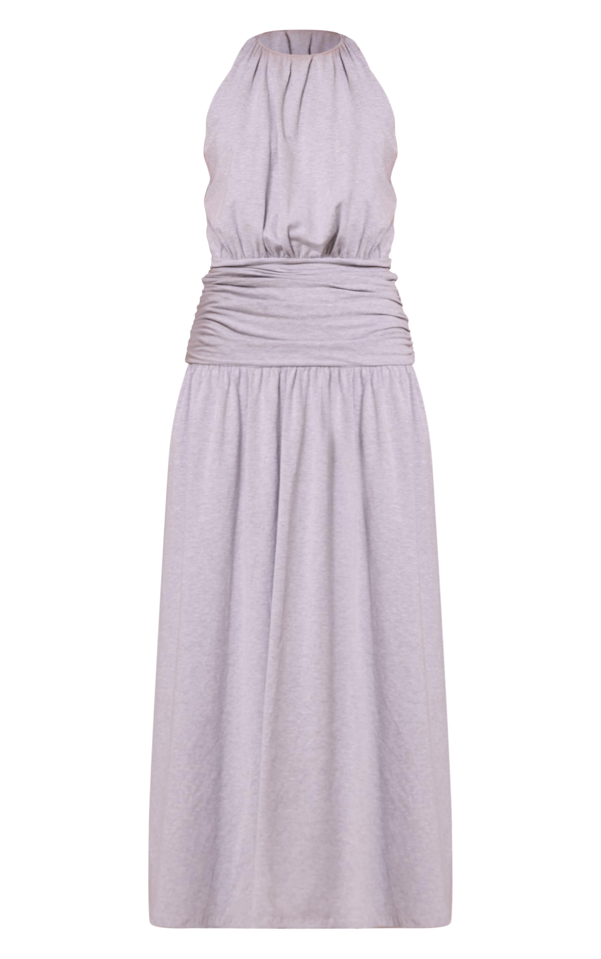 Charcoal Jersey Halterneck Ruched Detail Maxi Dress image 5