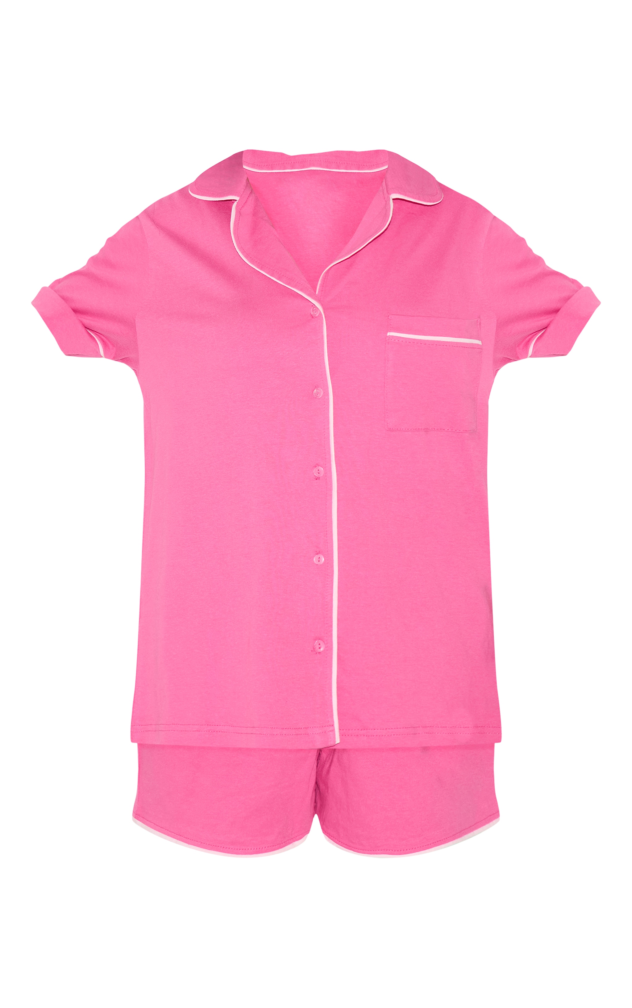Hot Pink Jersey Piping Detail Short PJ Set image 5