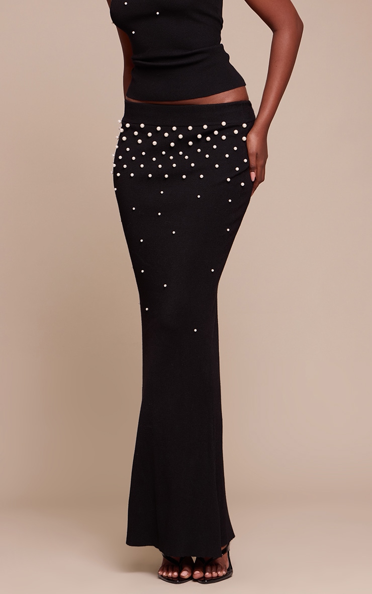Pearl Trim Detail Knitted Maxi Skirt  image 2