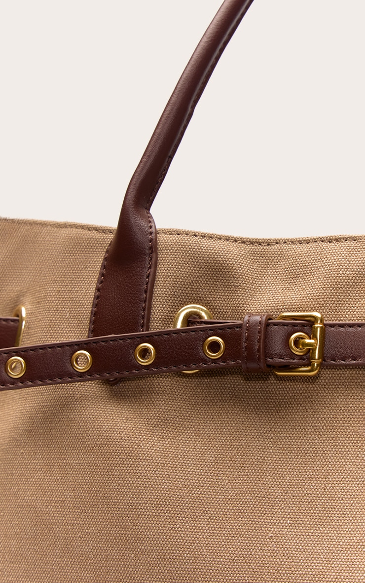 Tote bag en toile beige à boucles image 3