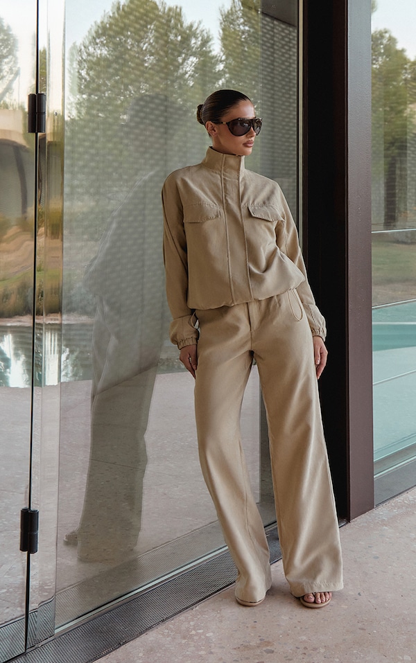 Sand Peach Skin Straight Leg Pant