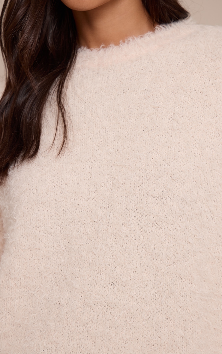 Tall Cream Teddy Knit Oversized Jumper image 4