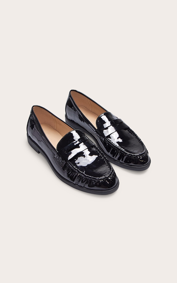Mocassins noirs vernis à bout rond image 2