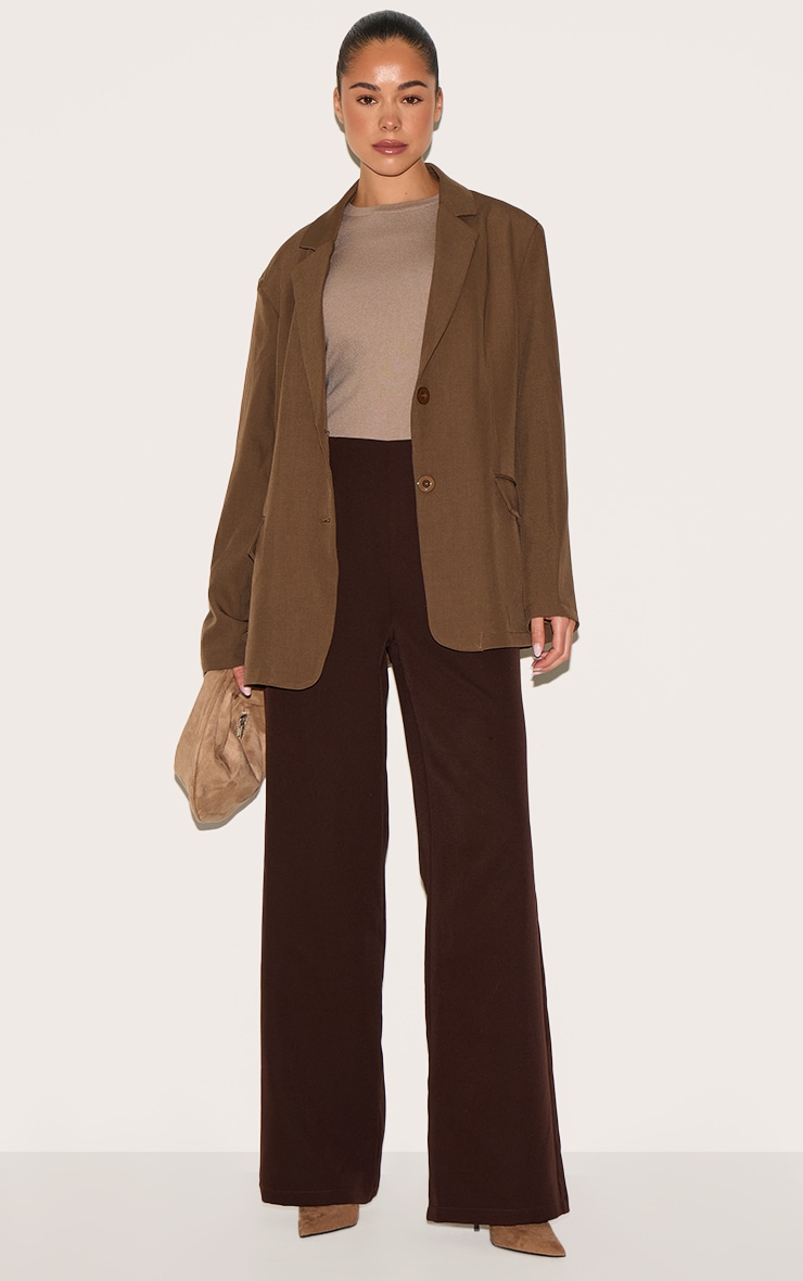 Taupe Seam Detail Structured Oversized Blazer image 3
