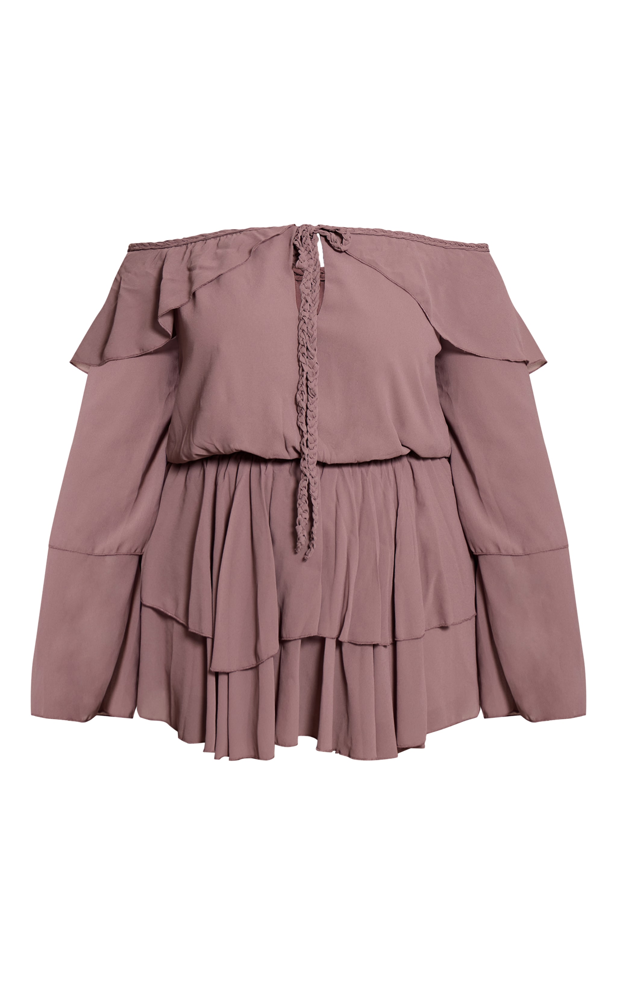 Plus Mushroom Chiffon Ruffle Detail Long Sleeve Romper image 5