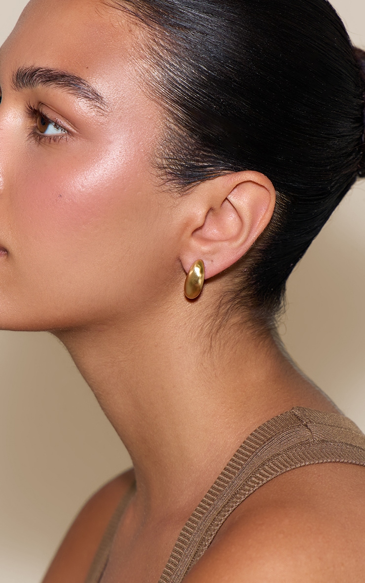 Gold Brushed Tear Drop Earrings image 1