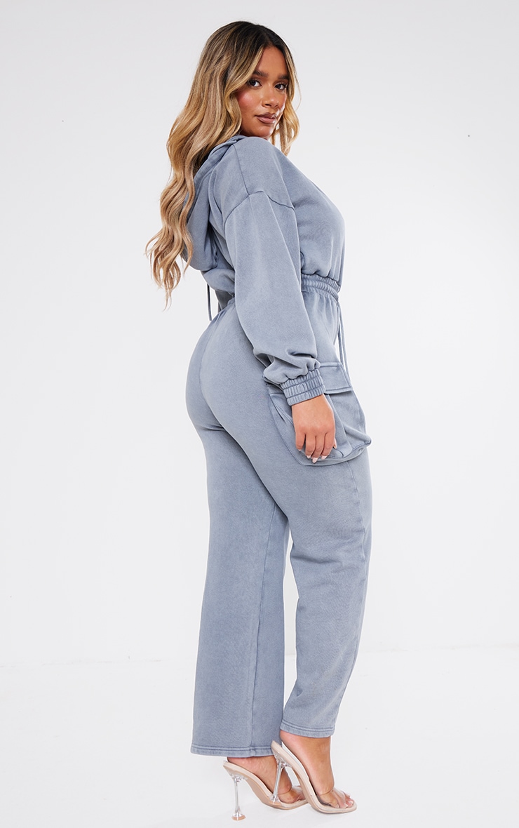 Shape Charcoal Washed Sweat Plunge Neck Jumpsuit image 2