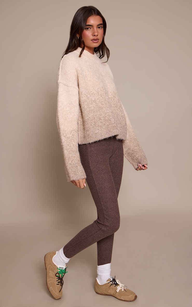 Chocolate Brushed Rib Leggings image 2