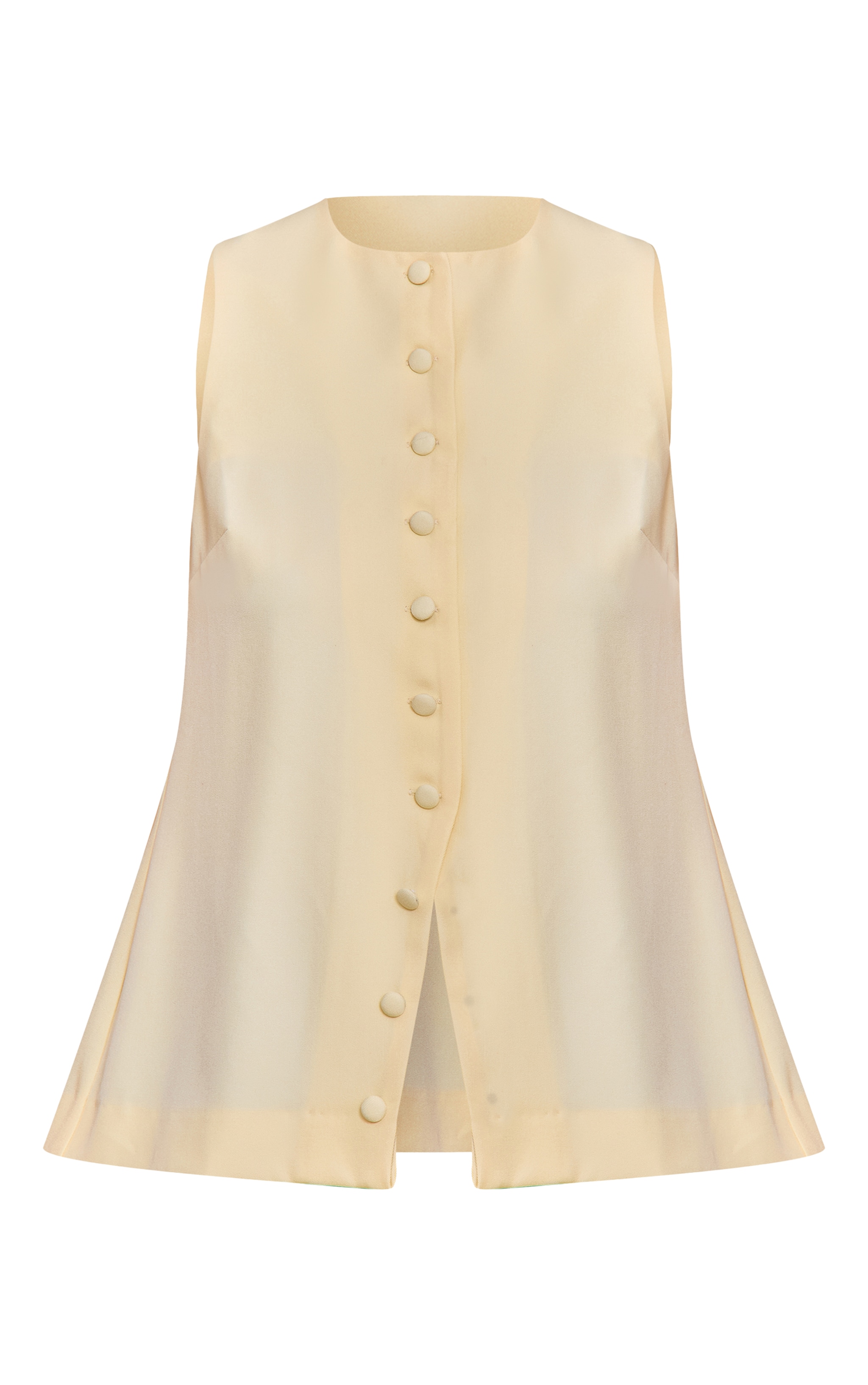 Butter Yellow Woven Button Down Longline Vest image 5