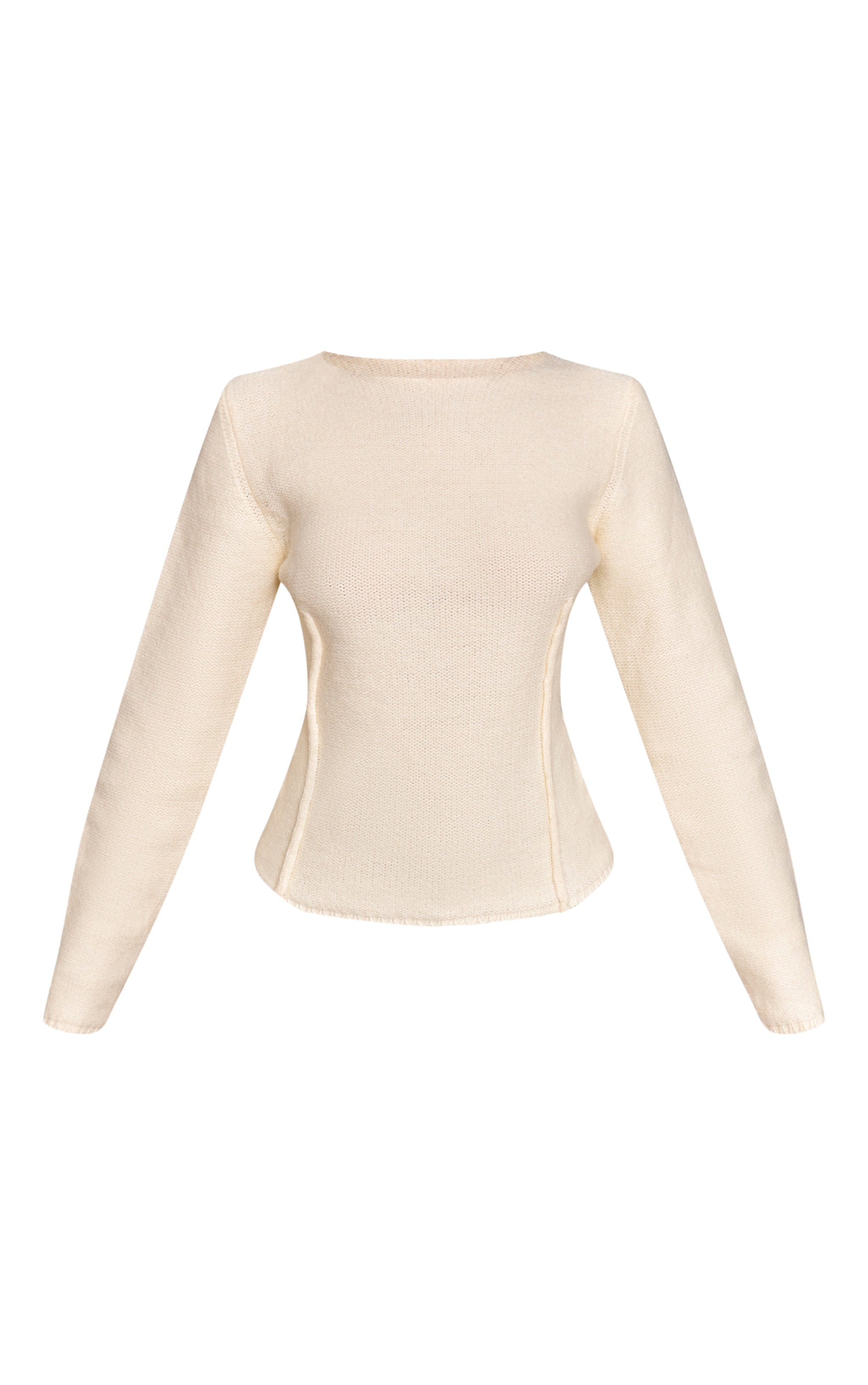 Petite Cream Seam Detail Fitted Knit Jumper  image 5