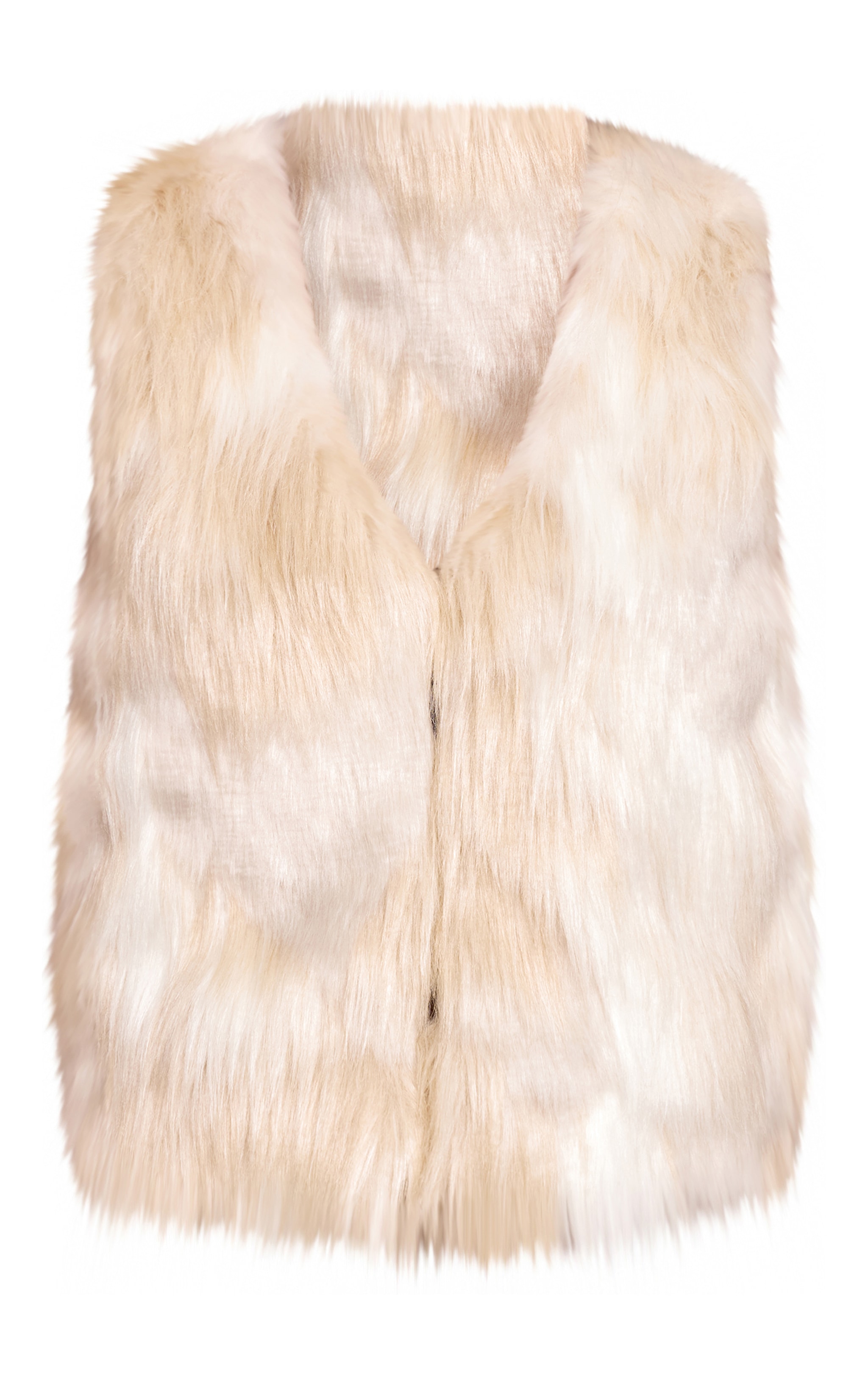 Petite Beige Fur Sleeveless Crop Top image 5