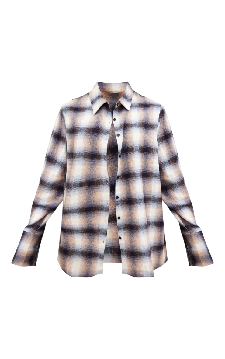 Black Lightweight Check Oversized Shirt image 5