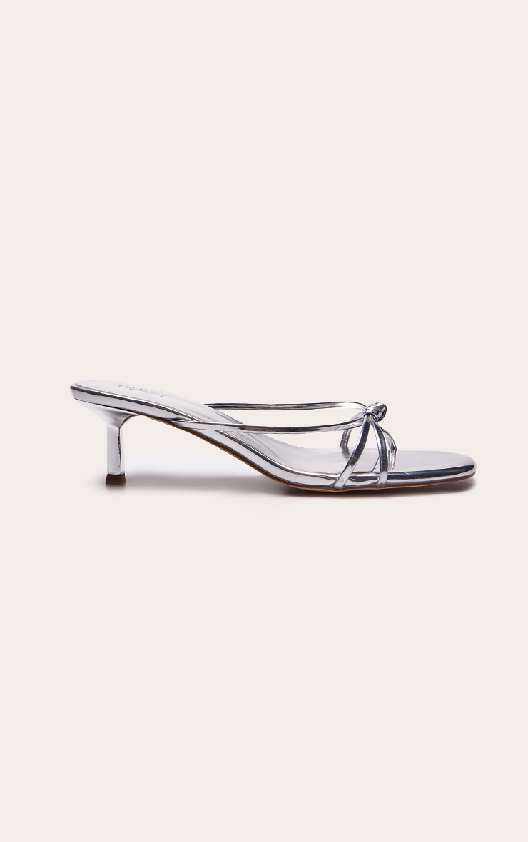 Silver Patent Knotted Heeled Mules image 2