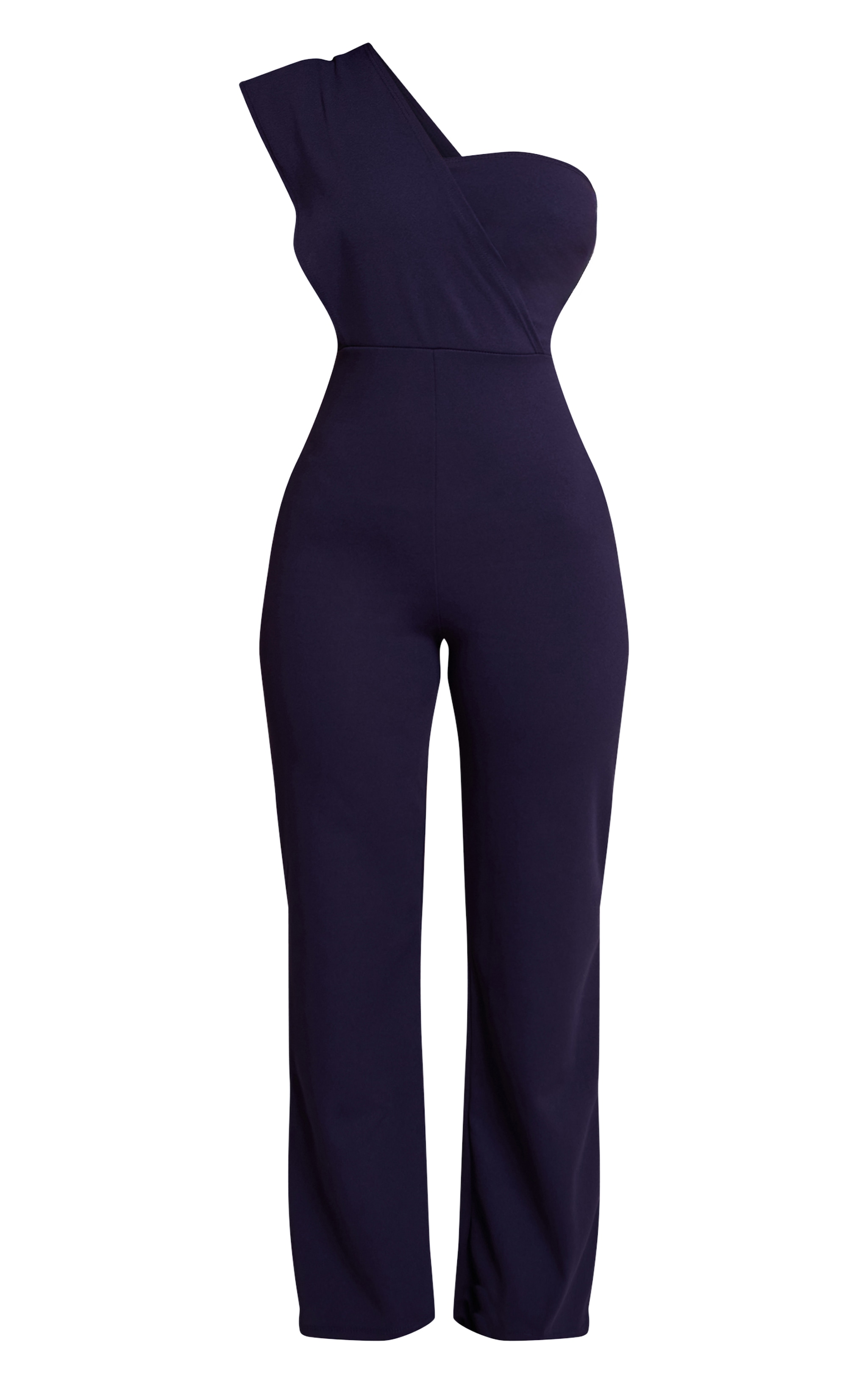 Petite Navy One Shoulder Drape Jumpsuit image 5