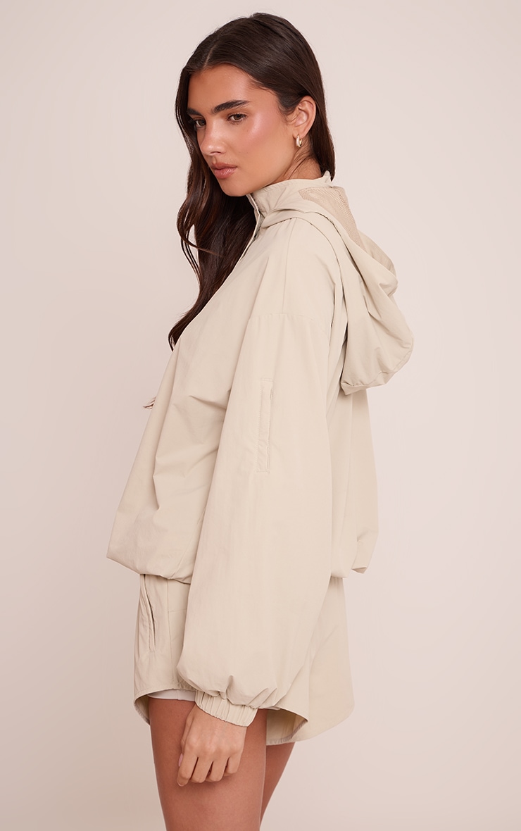 PLT Oatmeal Shell Quarter Zip Track Jacket image 2