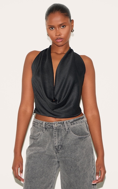 Black Cowl Neck Long Top