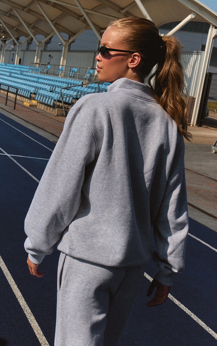 Ash Grey Sporty Club Funnel Neck Zip Sweatshirt image 2