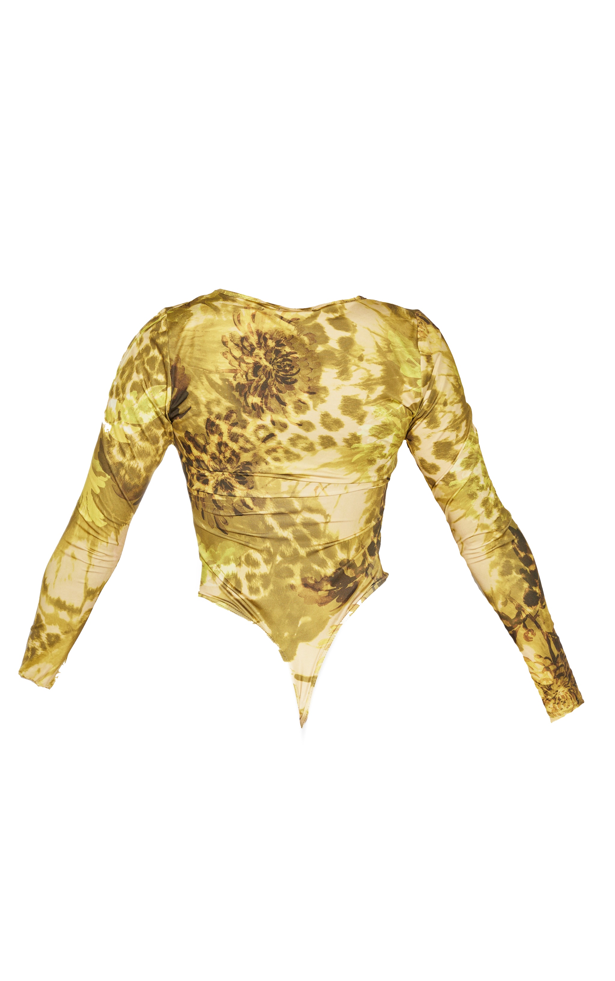 Shape Green Green Animal Printed Slinky Plunge Long Sleeve Bodysuit image 2