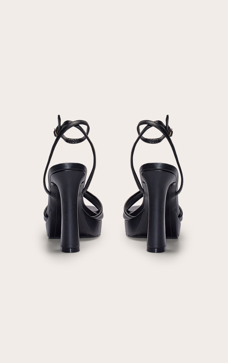 Black PU Platform Chunky Heeled Sandals image 4