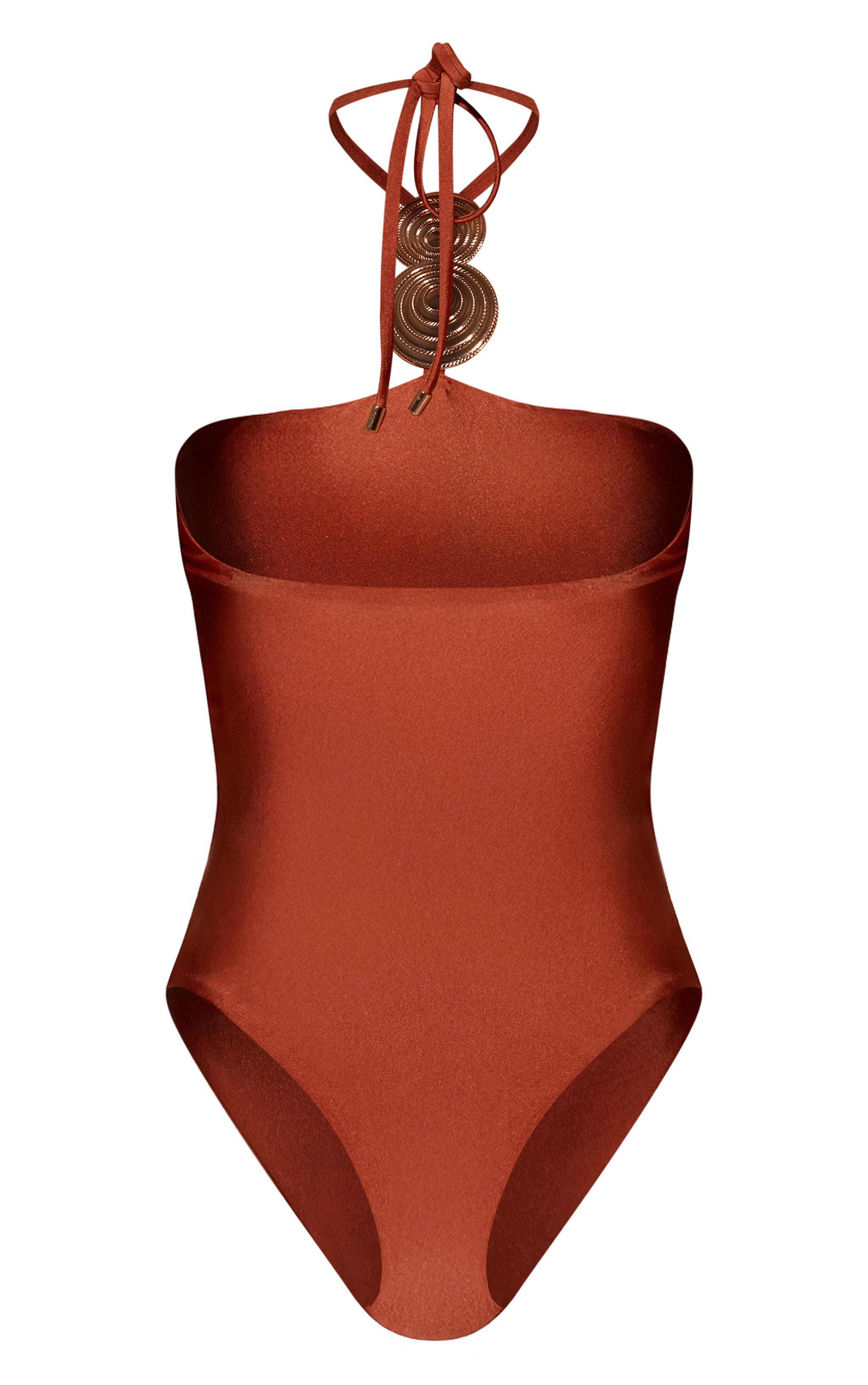 Bronze Circle Trim Halterneck Swimsuit image 6