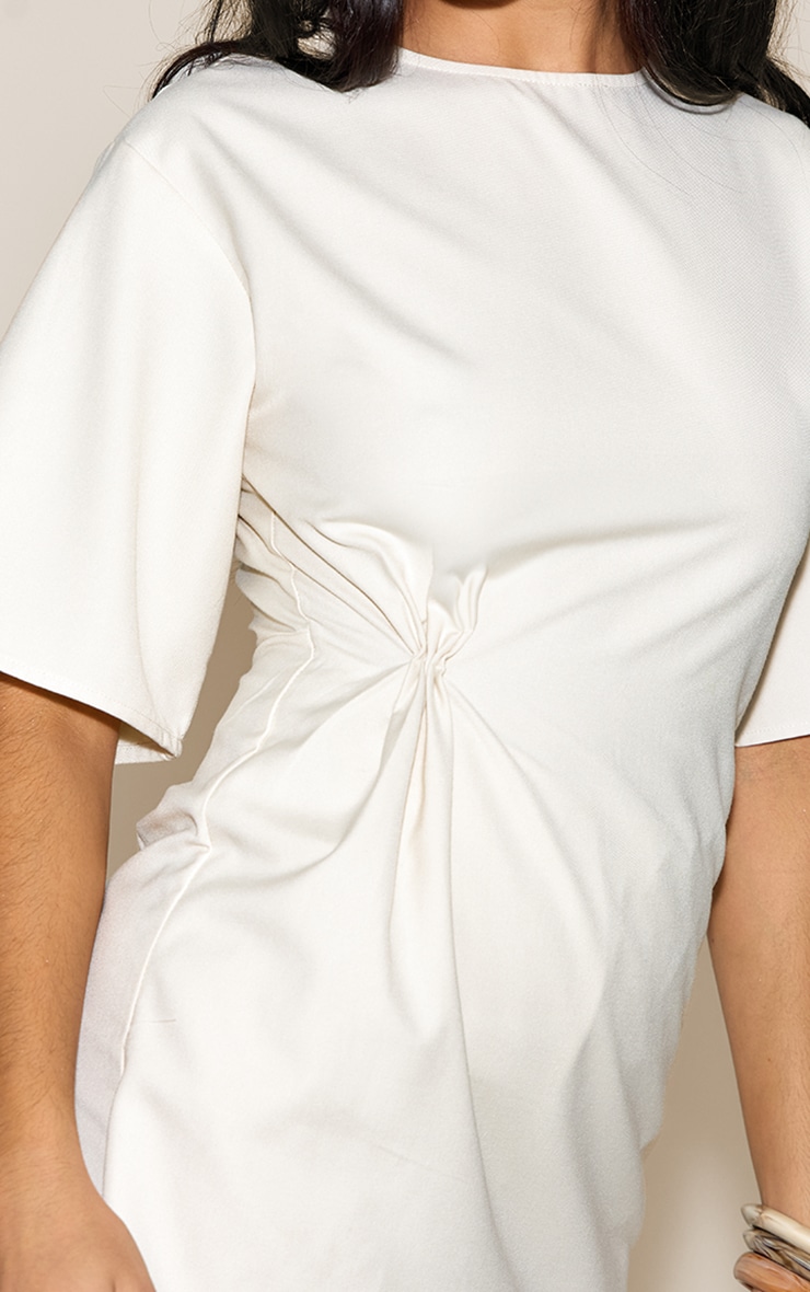 Ecru Woven Asymmetric Cinched Skort Romper image 4