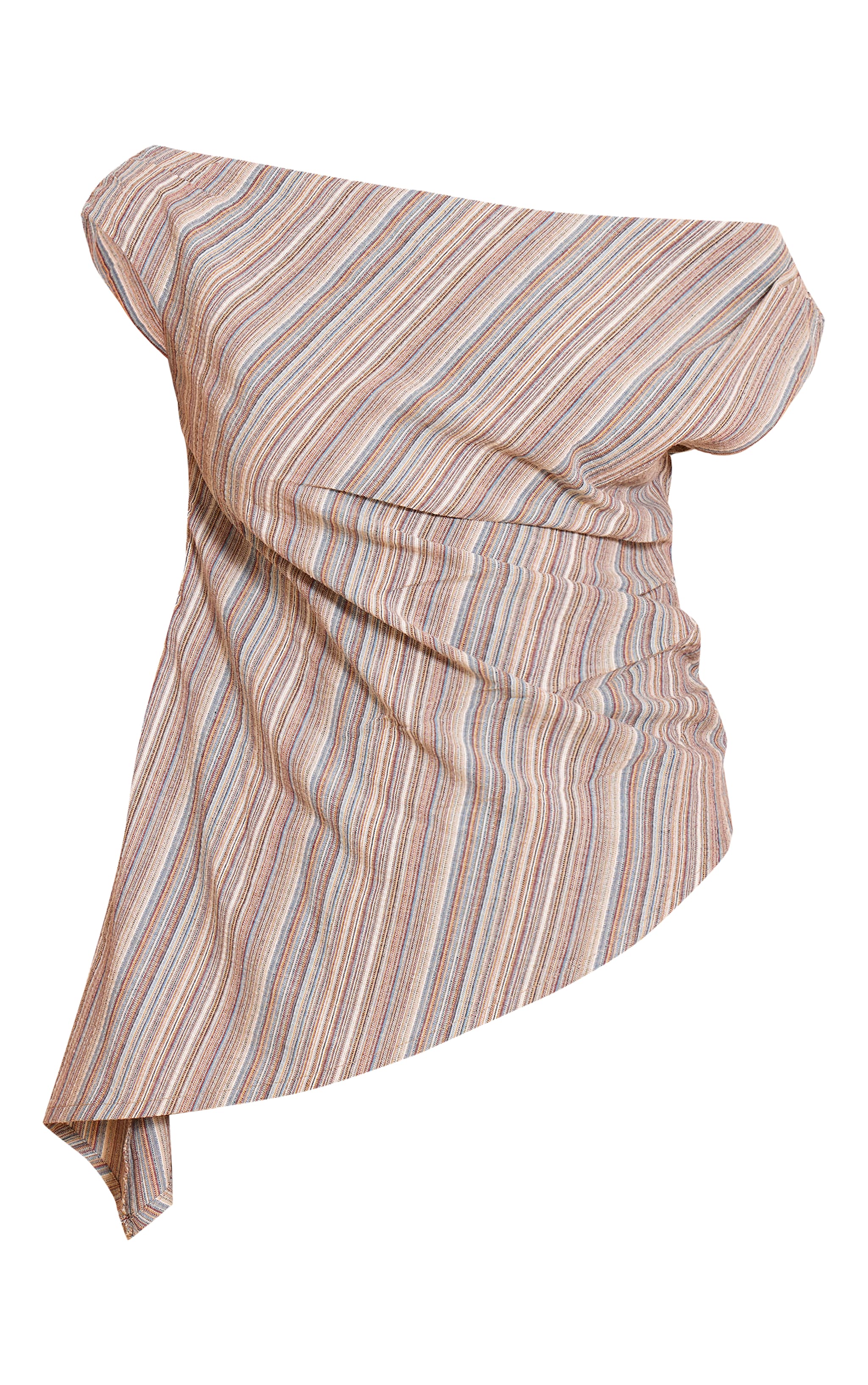 Multi Textured Stripe One Shoulder Asymmetric Long Top image 5