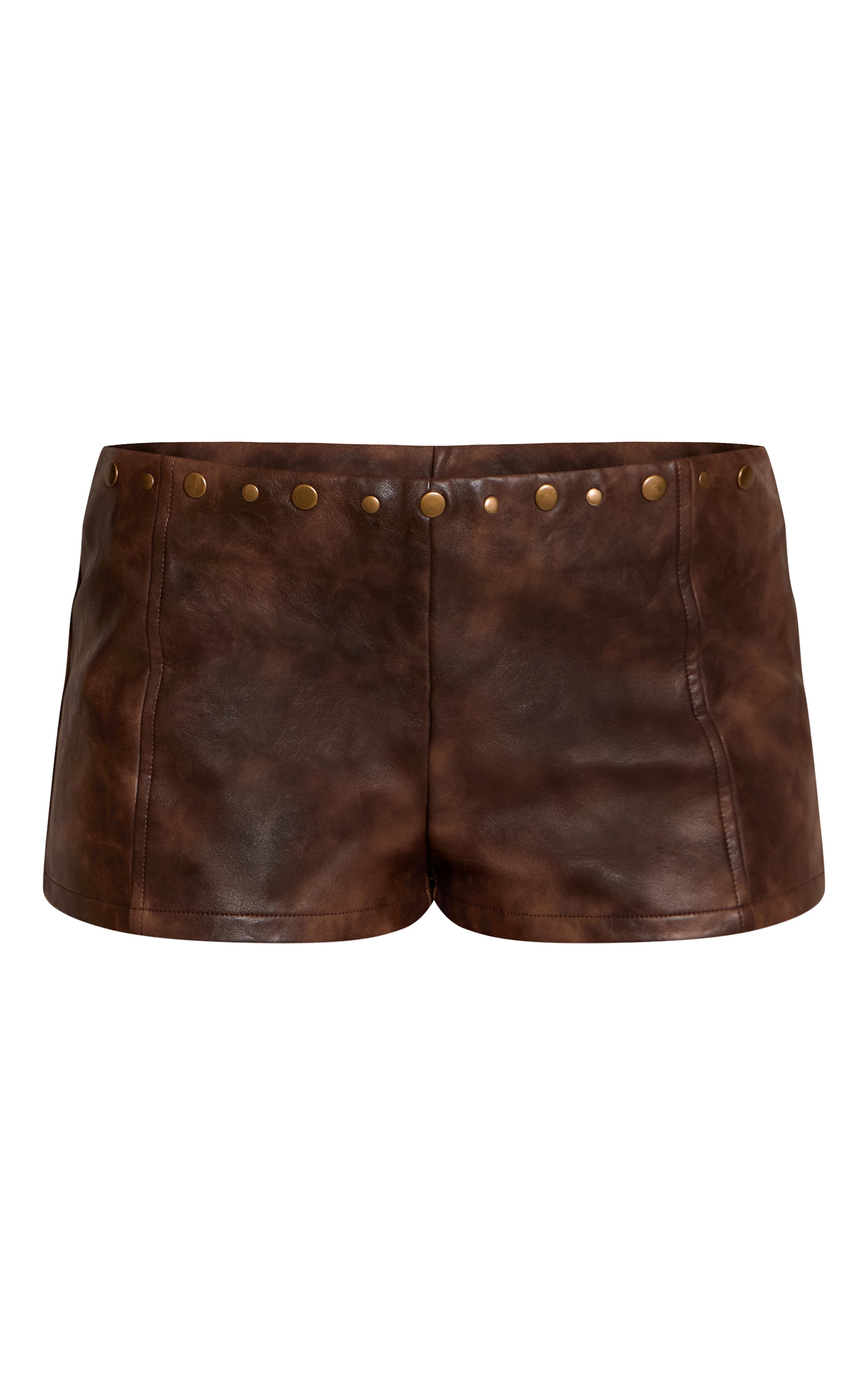 Mini short en PU marron à clous image 6