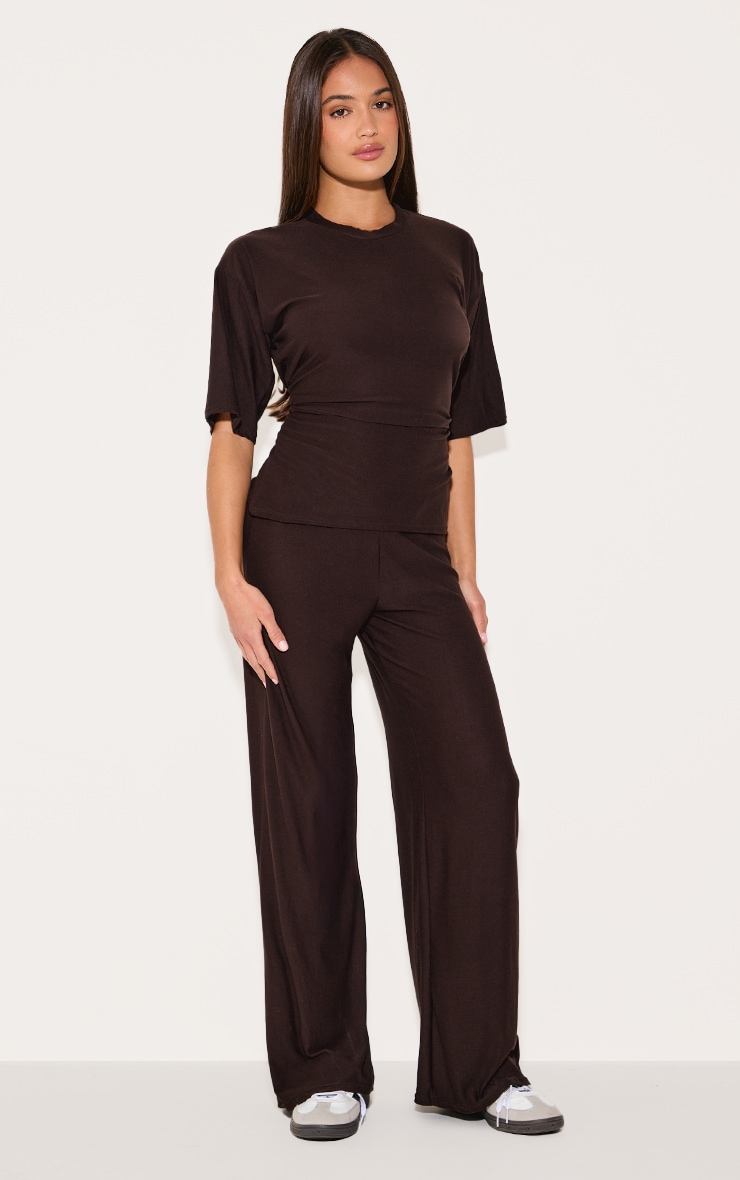 Chocolate Soft Touch Mid Rise Wide Leg Pants image 1