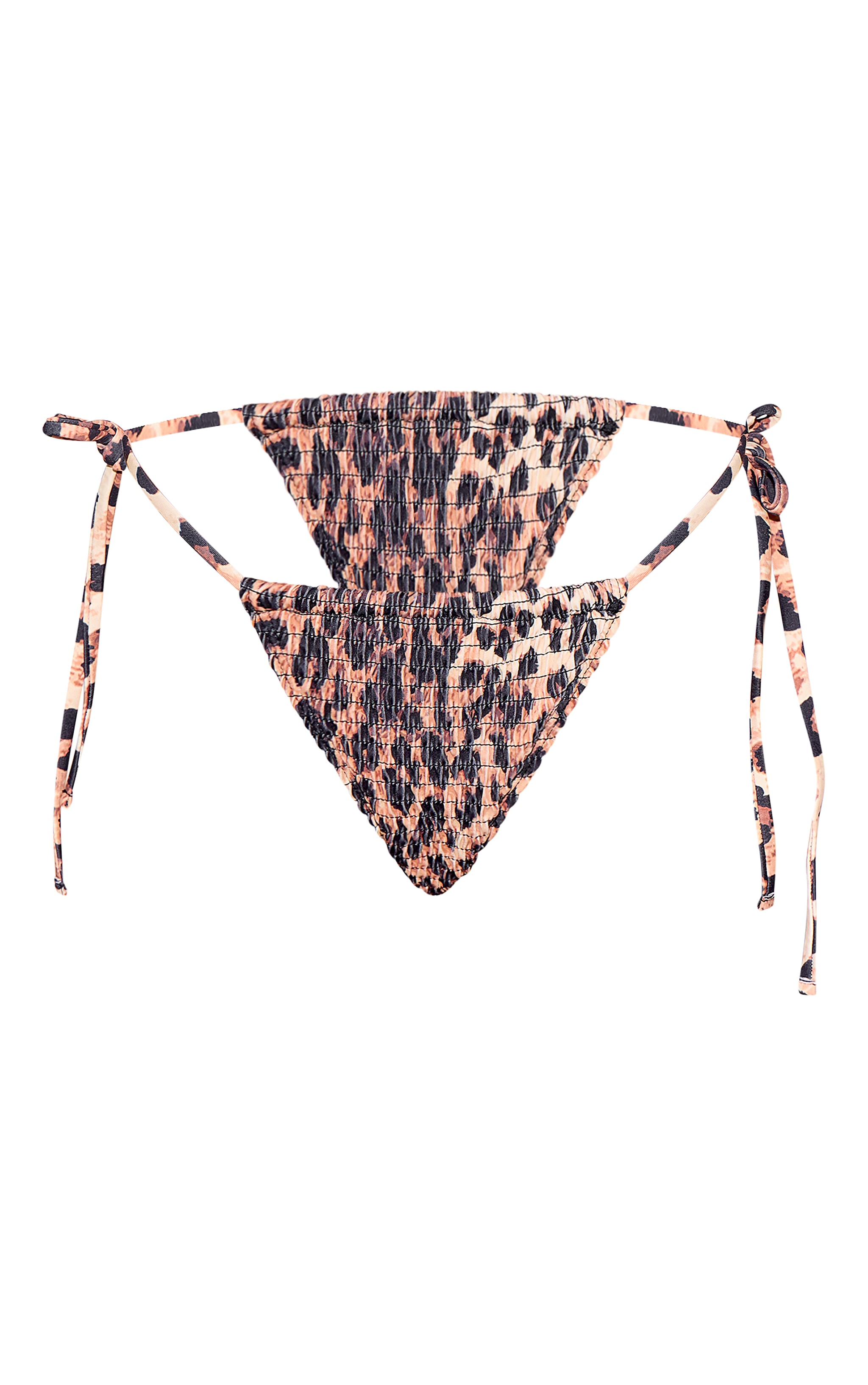 Brown Leopard Print Shirred Tie Side Bikini Bottoms image 5