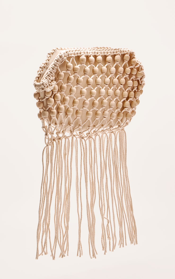 Pochette tressée crème à perles image 3