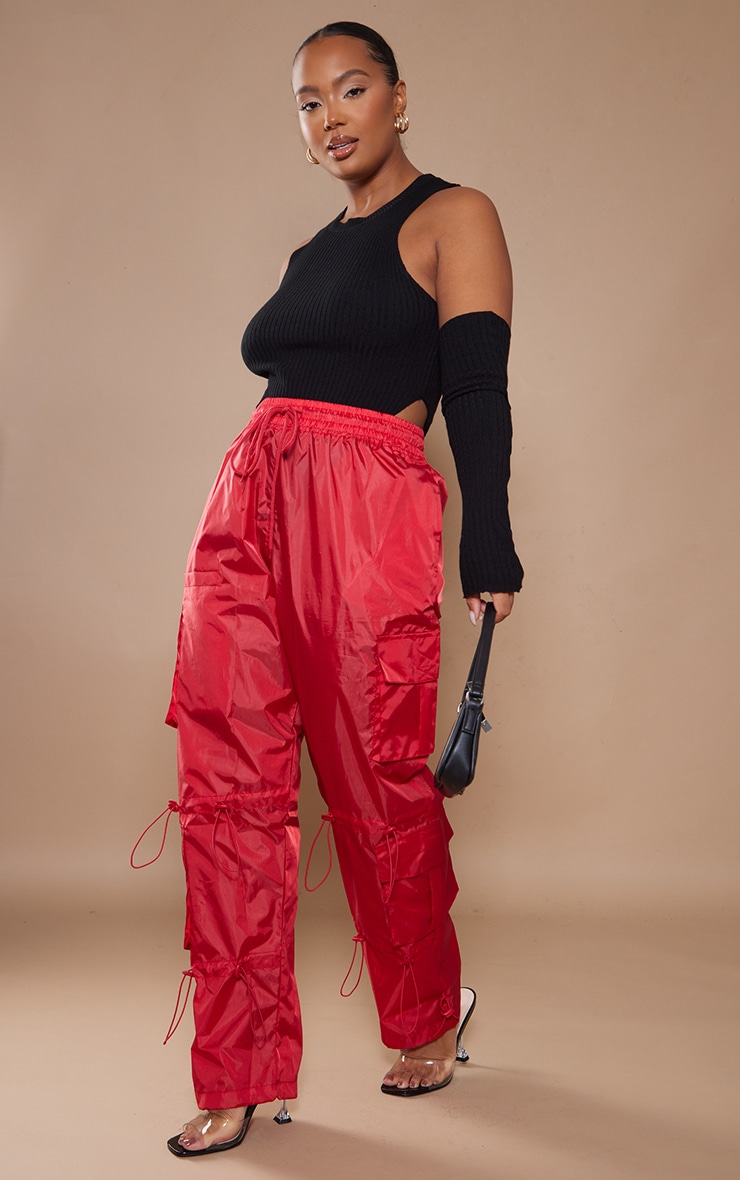 Plus Red Shell Cargo Trousers image 1