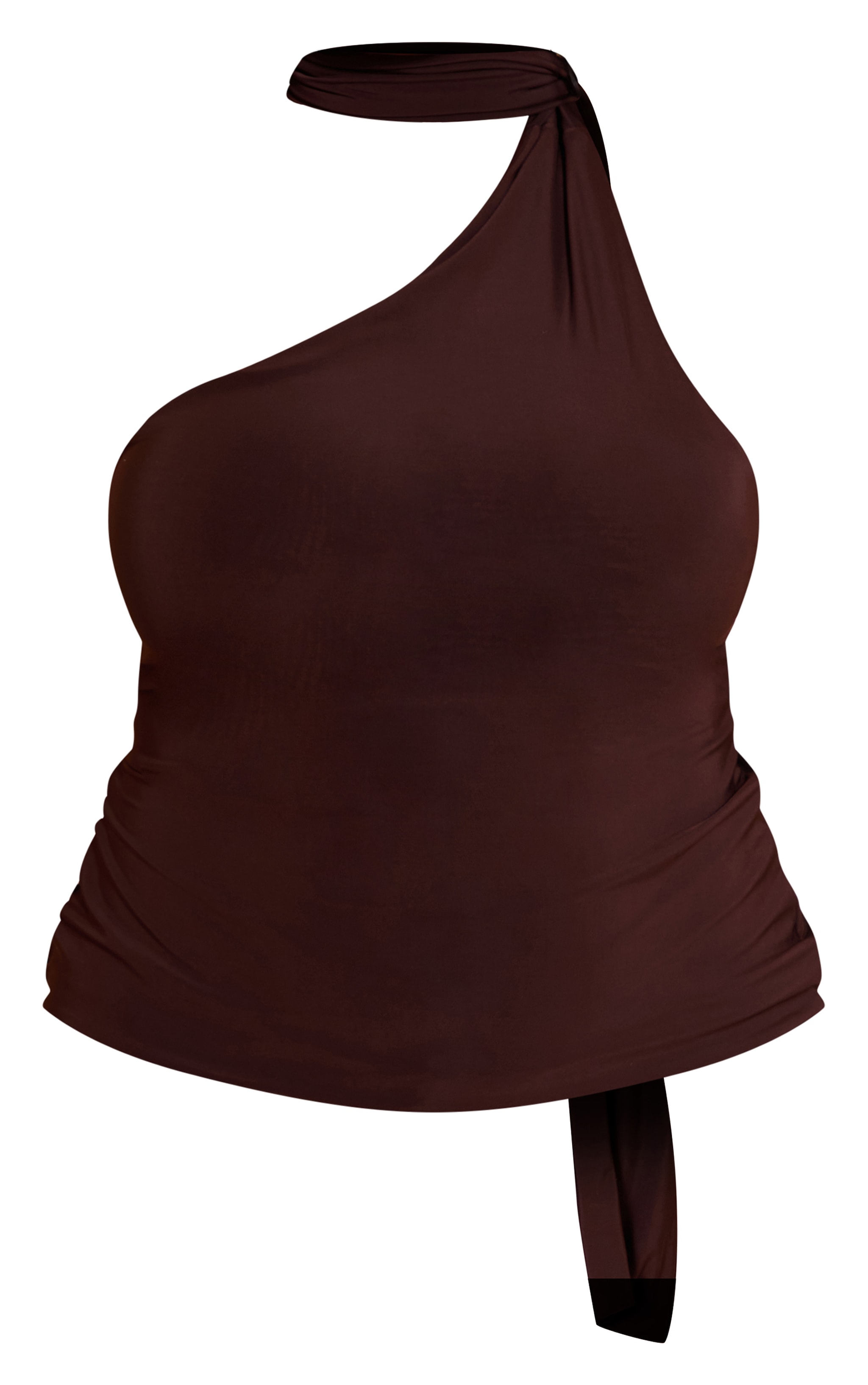 Plus Deep Chocolate Double Layer Scarf Detail Long Top image 5