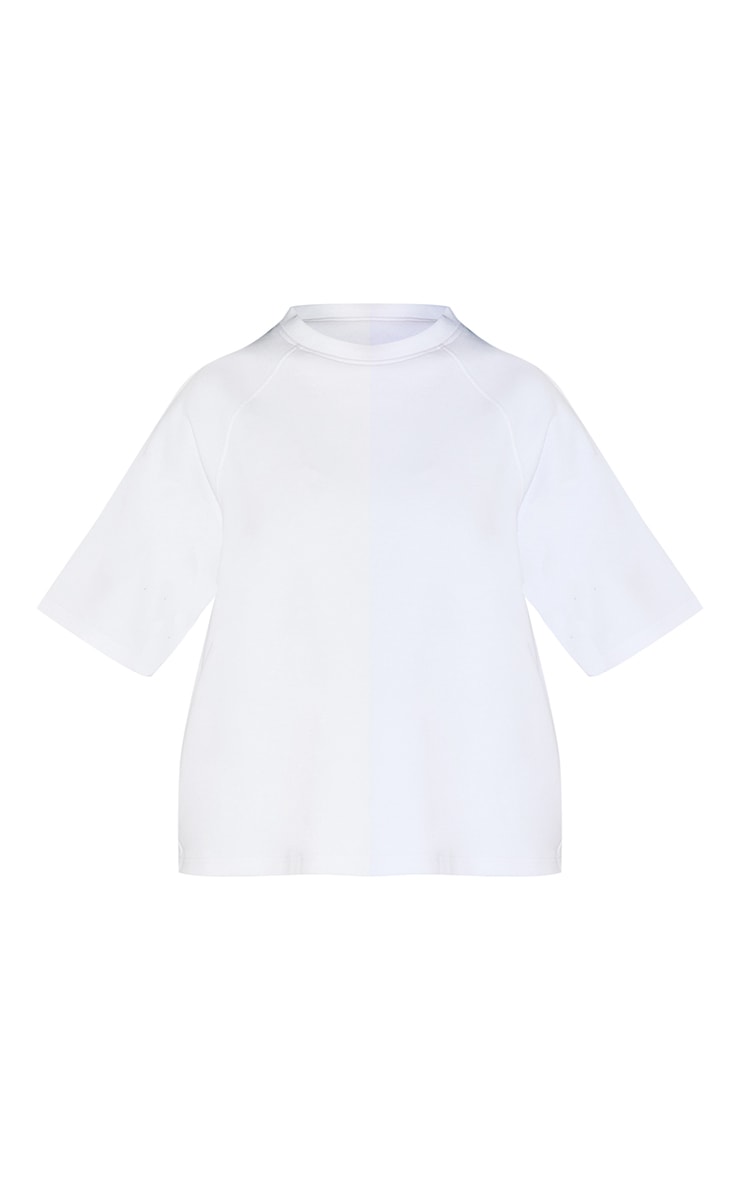 T-shirt tissé blanc à épaules carrées et logo brodé image 5
