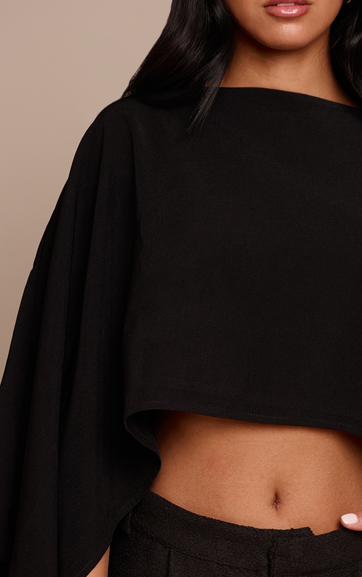 Black Woven Cape Style Top  image 4