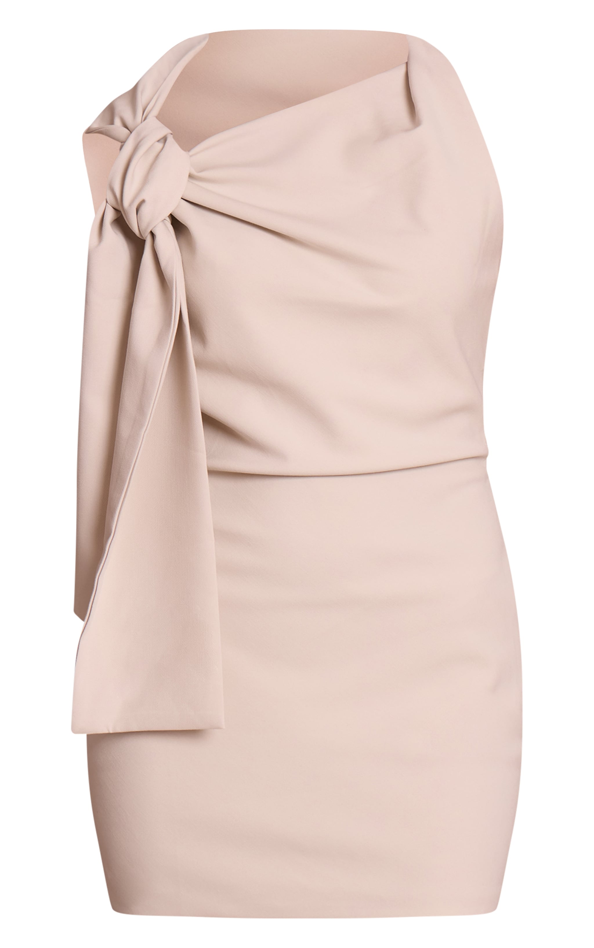 Cream Woven Knot Detail Mini Dress image 5