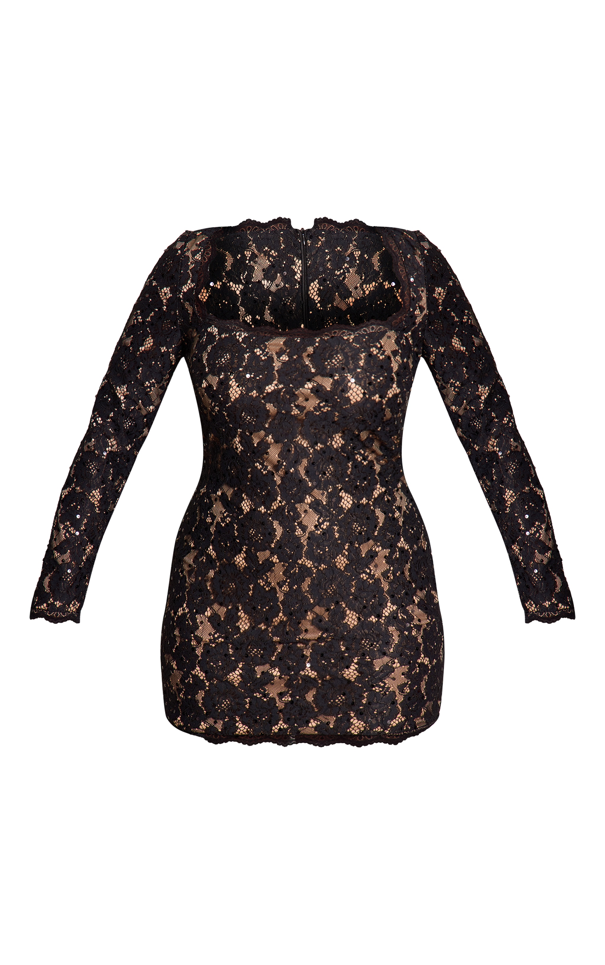 Shape Black Sequin Lace Long Sleeve Mini Dress image 5